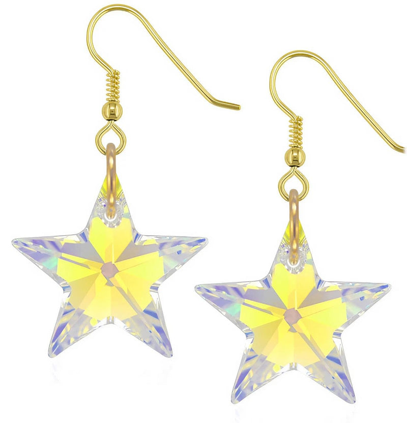 Lua Joia Star Earrings with Shimmer Crystals - Aurora Borealis - Sparkly Celestial Drop Earrings - Delicate & Fine Dangle Earrings - Jewellry Gift for Women, Girls, Teens, Wife & Girlfriend