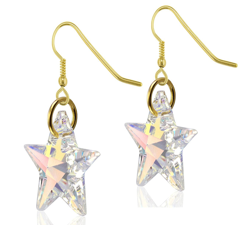 Lua Joia Star Earrings with Shimmer Crystals - Aurora Borealis - Sparkly Celestial Drop Earrings - Delicate & Fine Dangle Earrings - Jewellry Gift for Women, Girls, Teens, Wife & Girlfriend