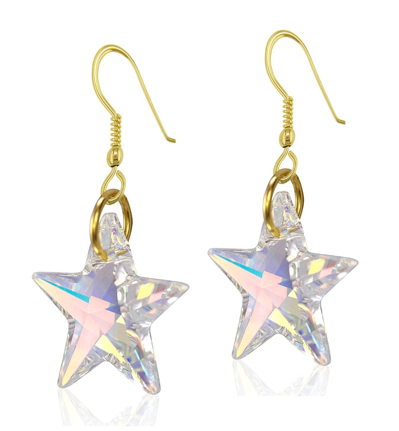 Lua Joia Star Earrings with Shimmer Crystals - Aurora Borealis - Sparkly Celestial Drop Earrings - Delicate & Fine Dangle Earrings - Jewellry Gift for Women, Girls, Teens, Wife & Girlfriend