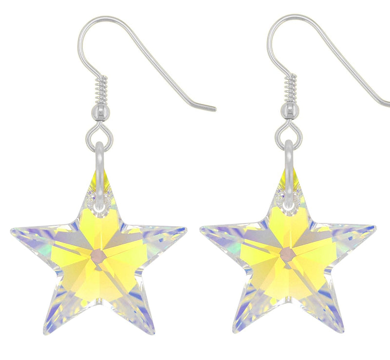 Lua Joia Star Earrings with Shimmer Crystals - Aurora Borealis - Sparkly Celestial Drop Earrings - Delicate & Fine Dangle Earrings - Jewellry Gift for Women, Girls, Teens, Wife & Girlfriend