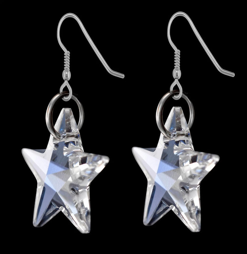 Lua Joia Star Earrings with Shimmer Crystals - Aurora Borealis - Sparkly Celestial Drop Earrings - Delicate & Fine Dangle Earrings - Jewellry Gift for Women, Girls, Teens, Wife & Girlfriend