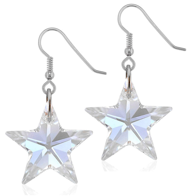 Lua Joia Star Earrings with Shimmer Crystals - Aurora Borealis - Sparkly Celestial Drop Earrings - Delicate & Fine Dangle Earrings - Jewellry Gift for Women, Girls, Teens, Wife & Girlfriend