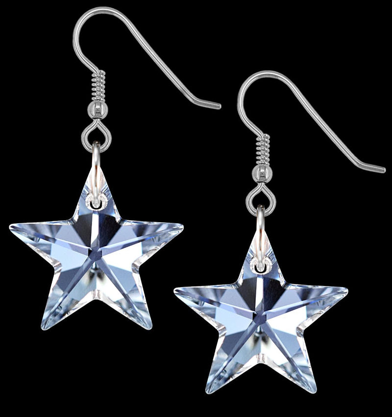 Lua Joia Star Earrings with Shimmer Crystals - Aurora Borealis - Sparkly Celestial Drop Earrings - Delicate & Fine Dangle Earrings - Jewellry Gift for Women, Girls, Teens, Wife & Girlfriend