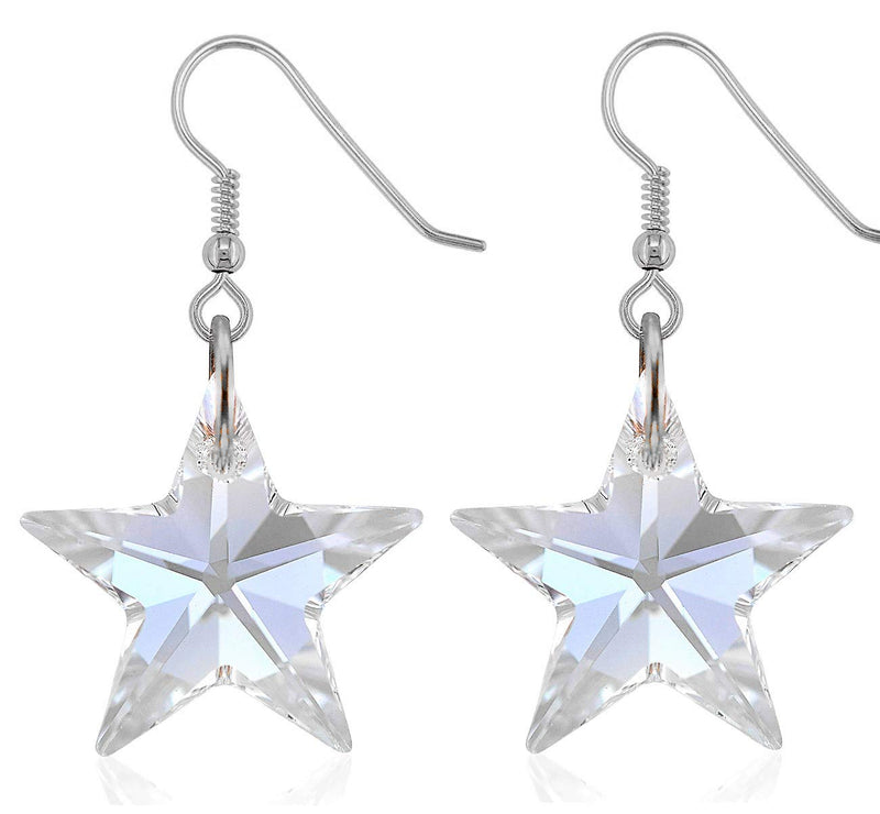 Lua Joia Star Earrings with Shimmer Crystals - Aurora Borealis - Sparkly Celestial Drop Earrings - Delicate & Fine Dangle Earrings - Jewellry Gift for Women, Girls, Teens, Wife & Girlfriend