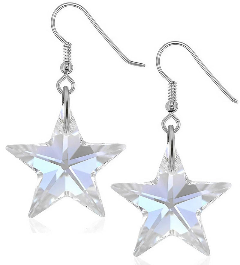 Lua Joia Star Earrings with Shimmer Crystals - Aurora Borealis - Sparkly Celestial Drop Earrings - Delicate & Fine Dangle Earrings - Jewellry Gift for Women, Girls, Teens, Wife & Girlfriend