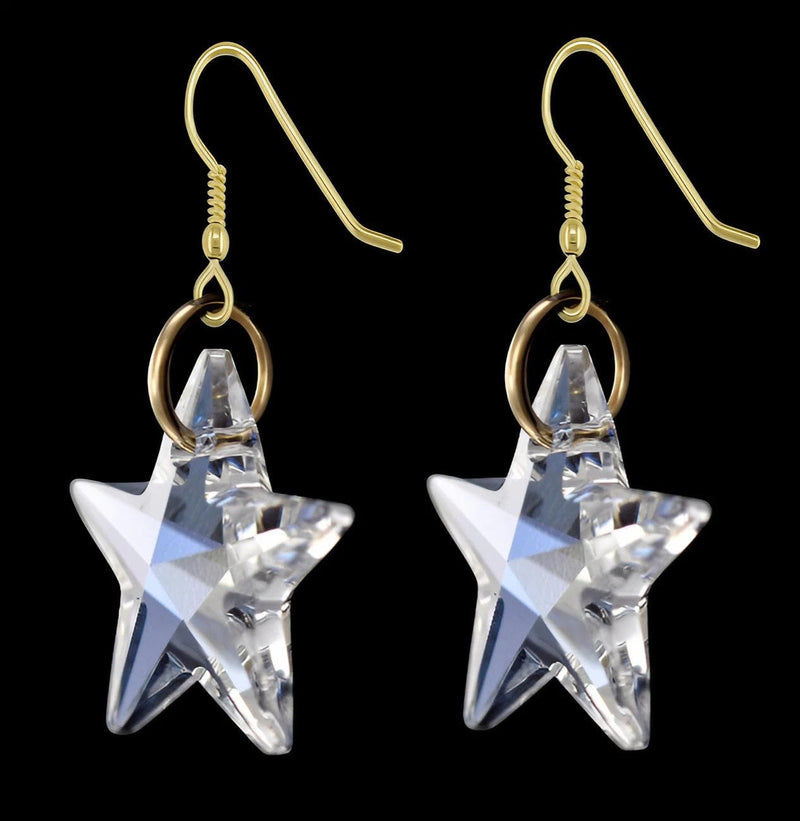 Lua Joia Star Earrings with Shimmer Crystals - Aurora Borealis - Sparkly Celestial Drop Earrings - Delicate & Fine Dangle Earrings - Jewellry Gift for Women, Girls, Teens, Wife & Girlfriend