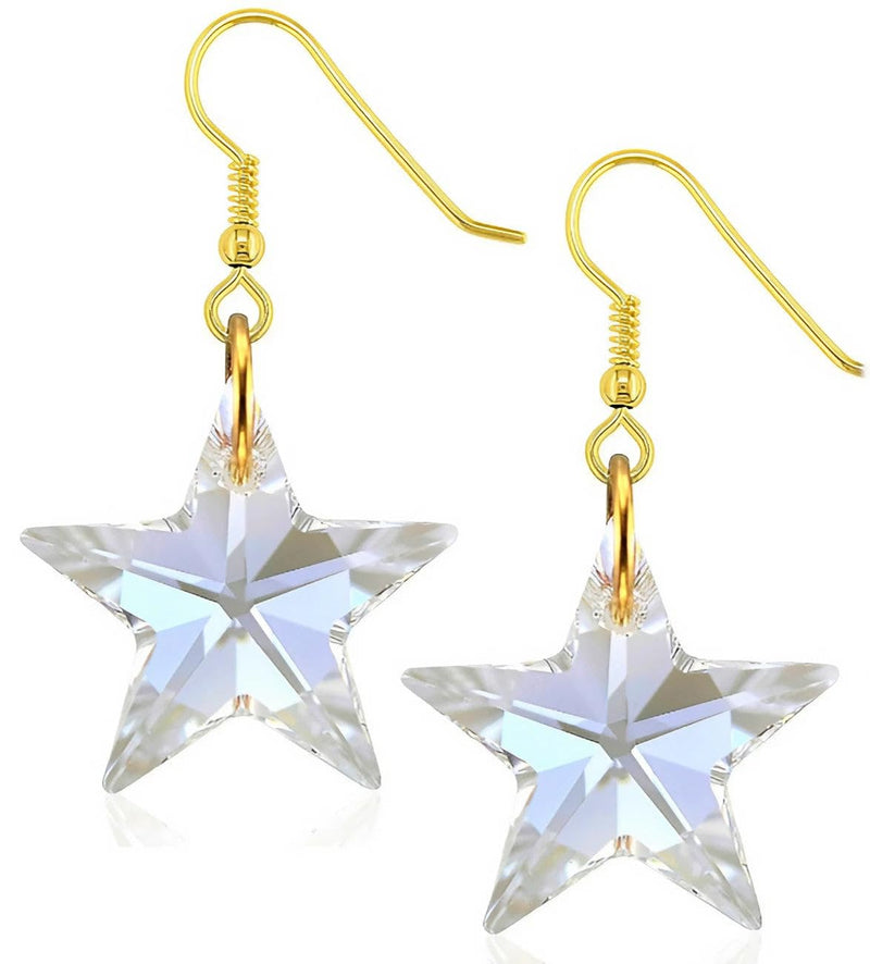 Lua Joia Star Earrings with Shimmer Crystals - Aurora Borealis - Sparkly Celestial Drop Earrings - Delicate & Fine Dangle Earrings - Jewellry Gift for Women, Girls, Teens, Wife & Girlfriend