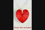 Red ruby crystal July birthstone jewellery silver heart pendant