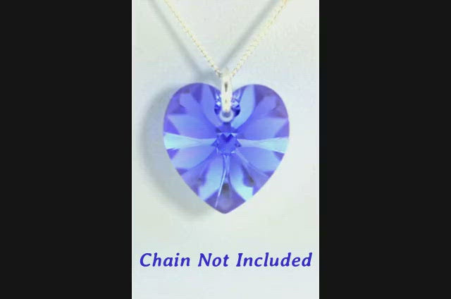 Blue sapphire crystal September birthstone jewellery silver heart pendant