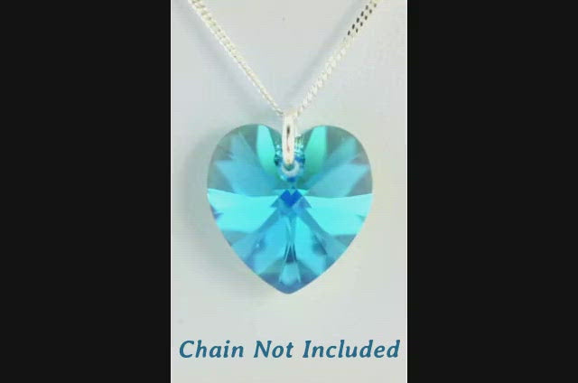 Turquoise crystal December birthstone jewellery silver heart pendant