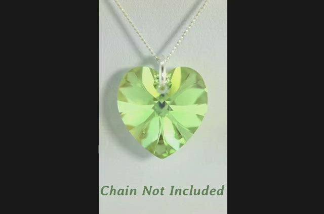 Green Peridot crystal August birthstone jewellery silver heart pendant