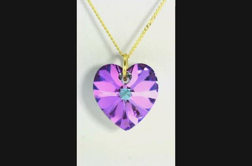 Swarovski crystal heart charm necklace gold jewellery for ladies
