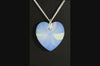 White opal crystal October birthstone necklace silver heart pendant