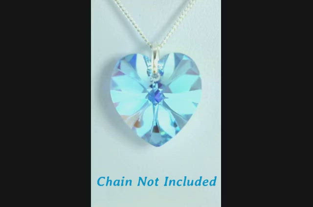 Aquamarine crystal March birthstone jewellery silver heart pendant