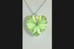 Green Peridot crystal August birthstone necklace silver heart pendant
