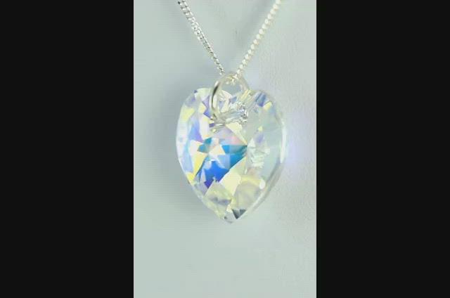 Swarovski crystal aurora borealis necklace silver heart pendant