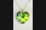 Colourful jewellery green crystal necklace gold heart pendant