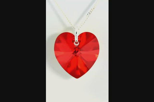 Swarovski jewellery red crystal heart pendant necklace silver