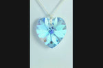 Aquamarine crystal March birthstone necklace silver heart pendant
