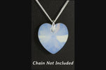 White opal crystal October birthstone jewellery silver heart pendant