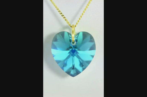 Turquoise crystal December birthstone necklace gold heart pendant