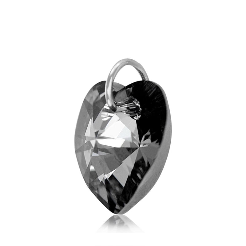 925 solid silver heart pendant black crystal jewellery