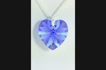 Blue sapphire crystal September birthstone necklace silver heart pendant