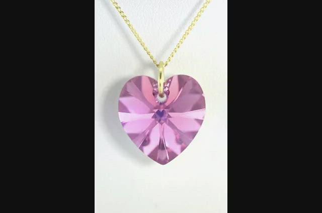 9ct gold handmade crystal necklace pink gifts for girls