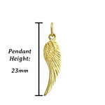 Womens 9ct gold angel wing pendant for ladies