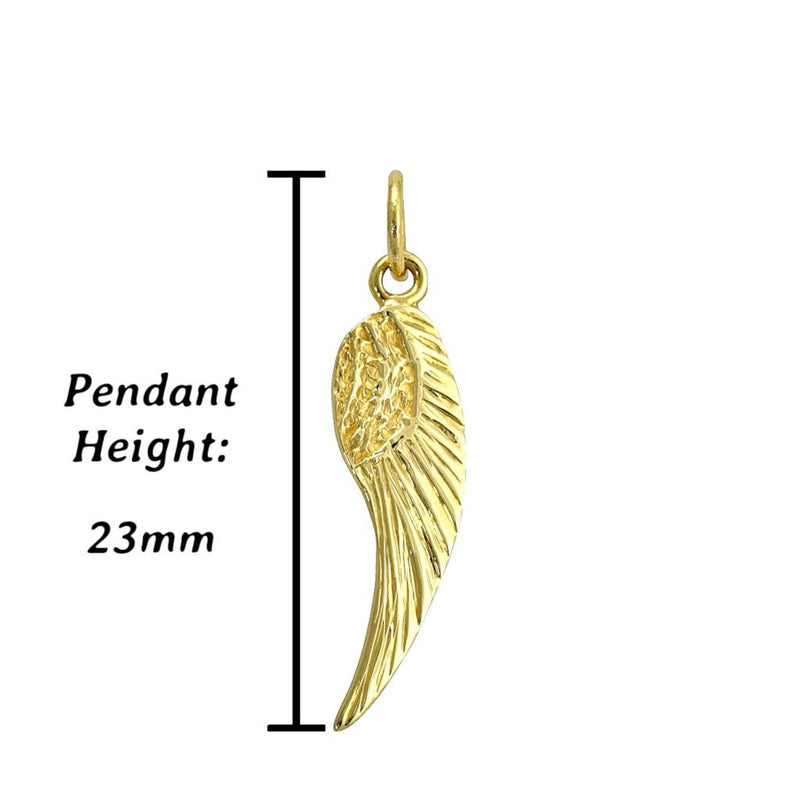 Womens 9ct gold angel wing pendant for ladies