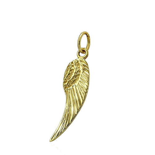Ladies 9ct gold angel wing pendant for women