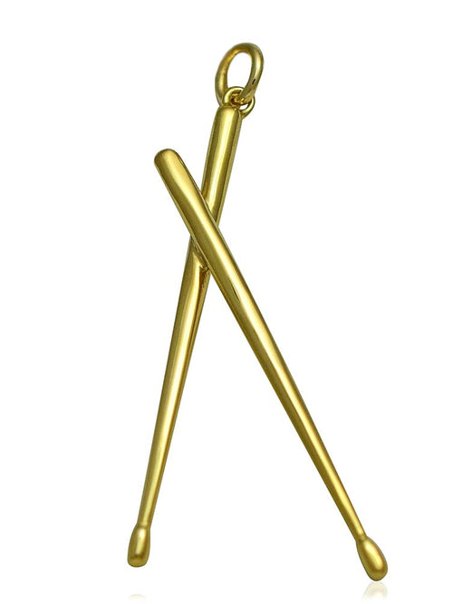 Picture of 9ct gold drum sticks pendant drummer gifts for him uk