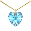 Blue swarovski crystal jewellery 9ct gold heart necklace UK