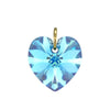 Blue crystal swarovski 9ct gold heart pendant UK
