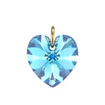 Blue crystal swarovski 9ct gold heart pendant UK