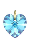 Swarovski crystal blue 9ct gold heart pendant UK
