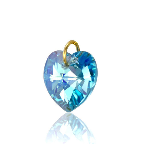 Blue crystal swarovski 9ct gold heart pendants UK