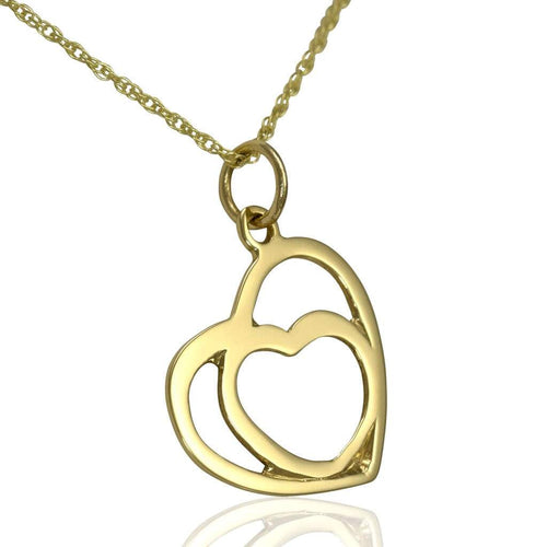 Womens 9ct gold open heart necklace UK