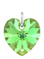 Green Peridot crystal August birthstone jewellery silver heart pendant