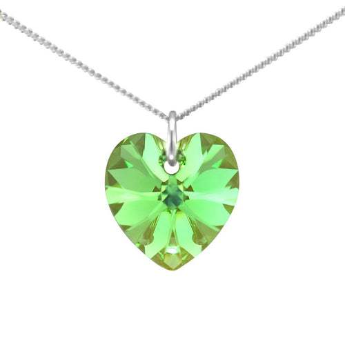 Green Peridot August birthstone necklace sterling silver heart pendant