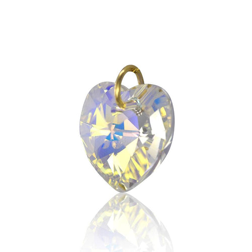 Aurora borealis crystal pendant gold heart jewellery