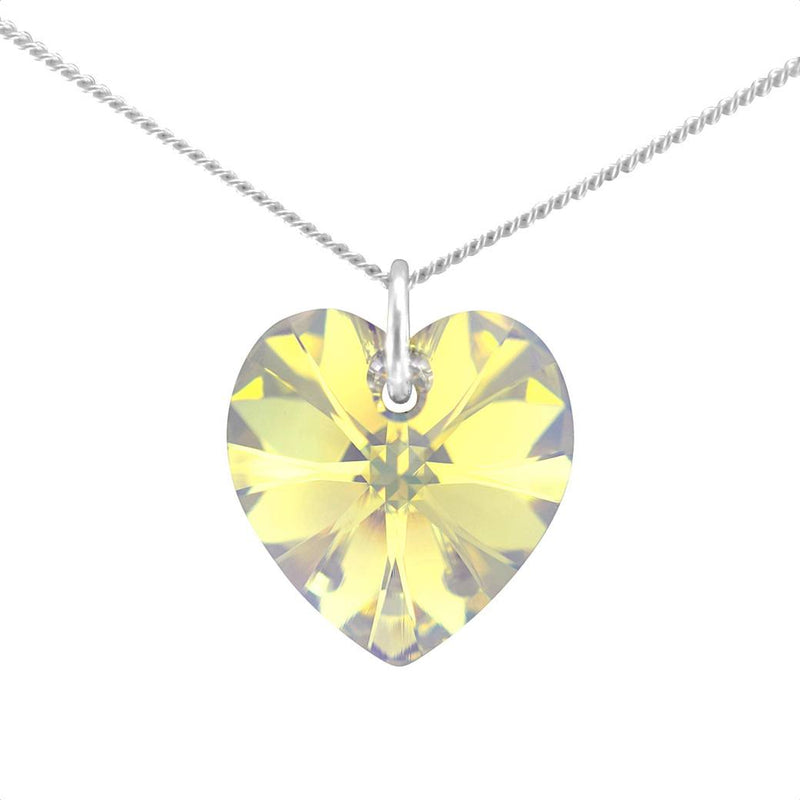 Swarovski crystal aurora borealis necklace silver heart charm