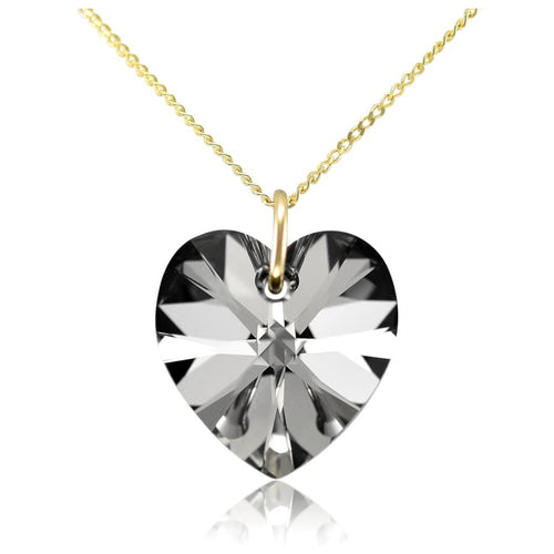 Black crystal necklace 9ct heart pendant