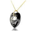 Black crystal necklace heart pendant gold