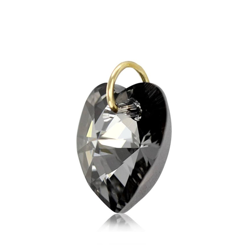 Black crystal pendant heart necklace charm