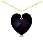 Girls black heart pendant necklace crystal