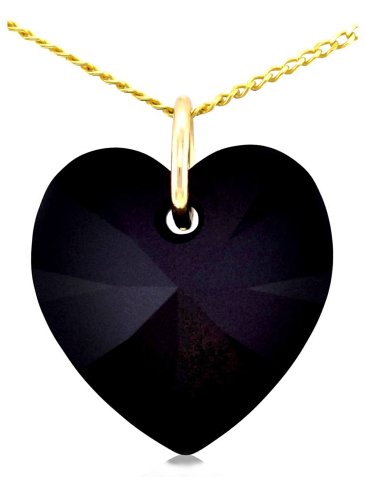 Girls black heart pendant necklace