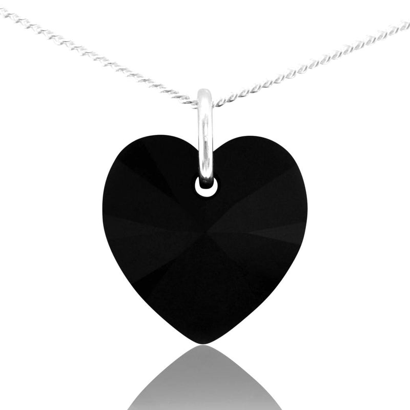 Swarovski crystal black jewellery heart necklace silver