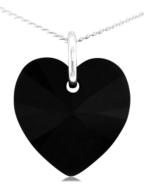 Black jewellery heart necklace sterling silver jewelry