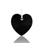 Necklace charm swarovski crystal black jewellery heart pendant silver